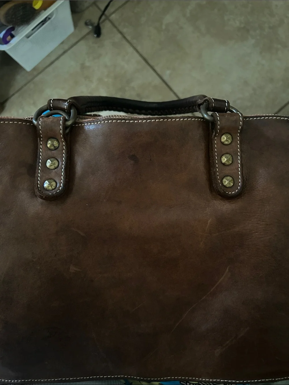 Classic Brown Leather Laptop Briefcase Bag